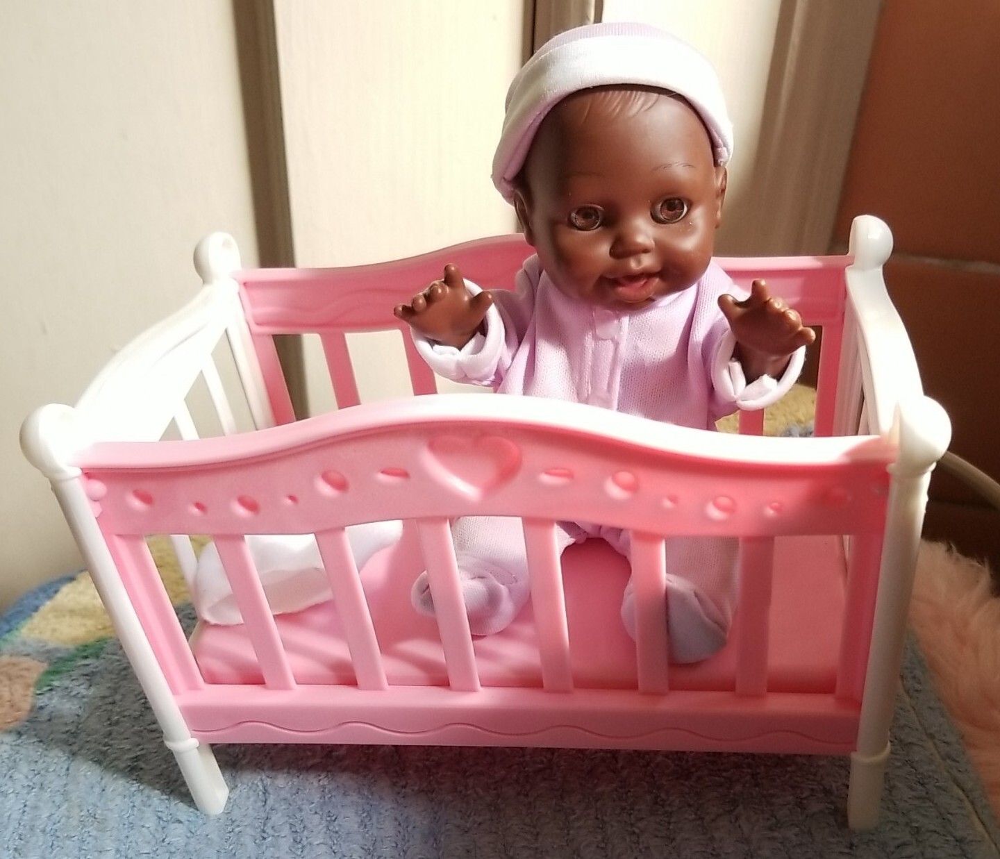 PONY BAMBOLA POLYFECT AFROAMERICANA BABY PEZZO UNICO CAPPELLO PANNOLINO & CULLA POLIFECT