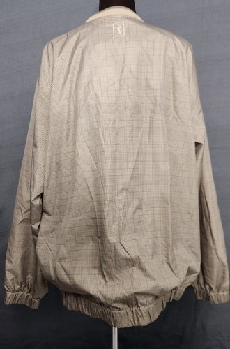 PGA Tour Windbreaker Men XL Tan Plaid Lined Long Sleeve Pullover Golf Golfer - Picture 4 of 11