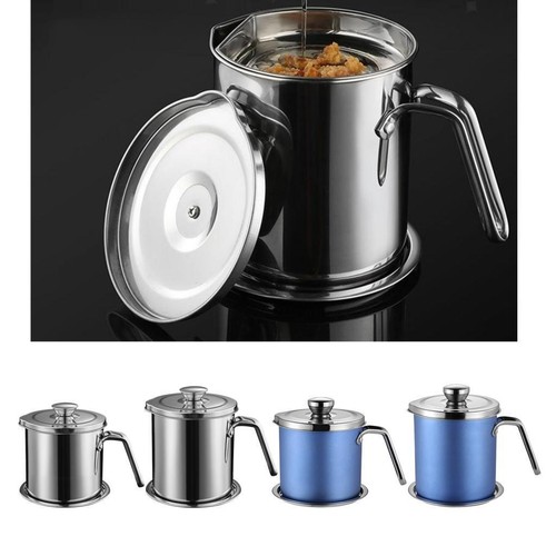 Économiseur De Graisse De Bacon 1L - Séparateur De Sauce Inox Avec Couvercle - Cruche Séparatrice Huile