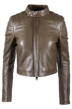Bottega Veneta 2019 Green Leather Biker Jacket It 40 Uk 8