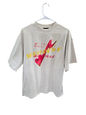  WE11DONE Oversized Graphic Speckled T-Shirt White Men's Size M