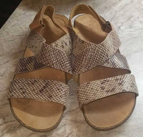 Sandali Clarks Artisan Perri Dunes in pelle di serpente tortora * taglia 10