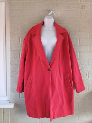 Ladies F&F Red Wool Blend Coat Size 18 UK
