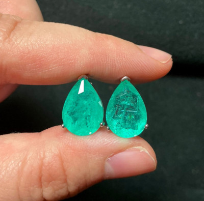 Paraiba Turmalin Ohrringe Edelstahl Pfosten Pearcut Paraiba Ohrringe