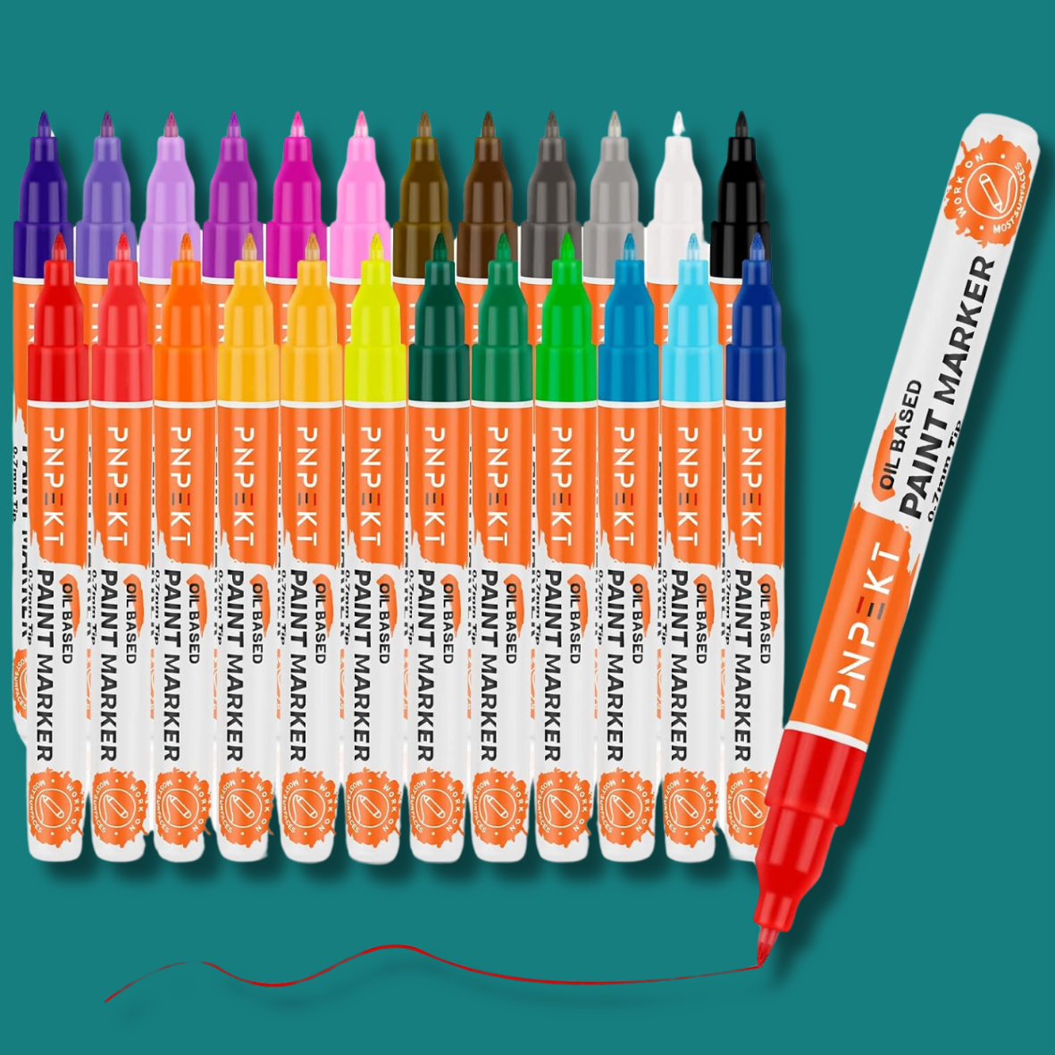 24 Vibrant Oil-Based Paint Markers – 0.7mm Tip, Waterproof & Fade-Resistant-image