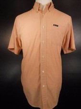 Beautiful Men's Medium Ralph Lauren Chaps Easy Care Orange Check SS Button Shirt