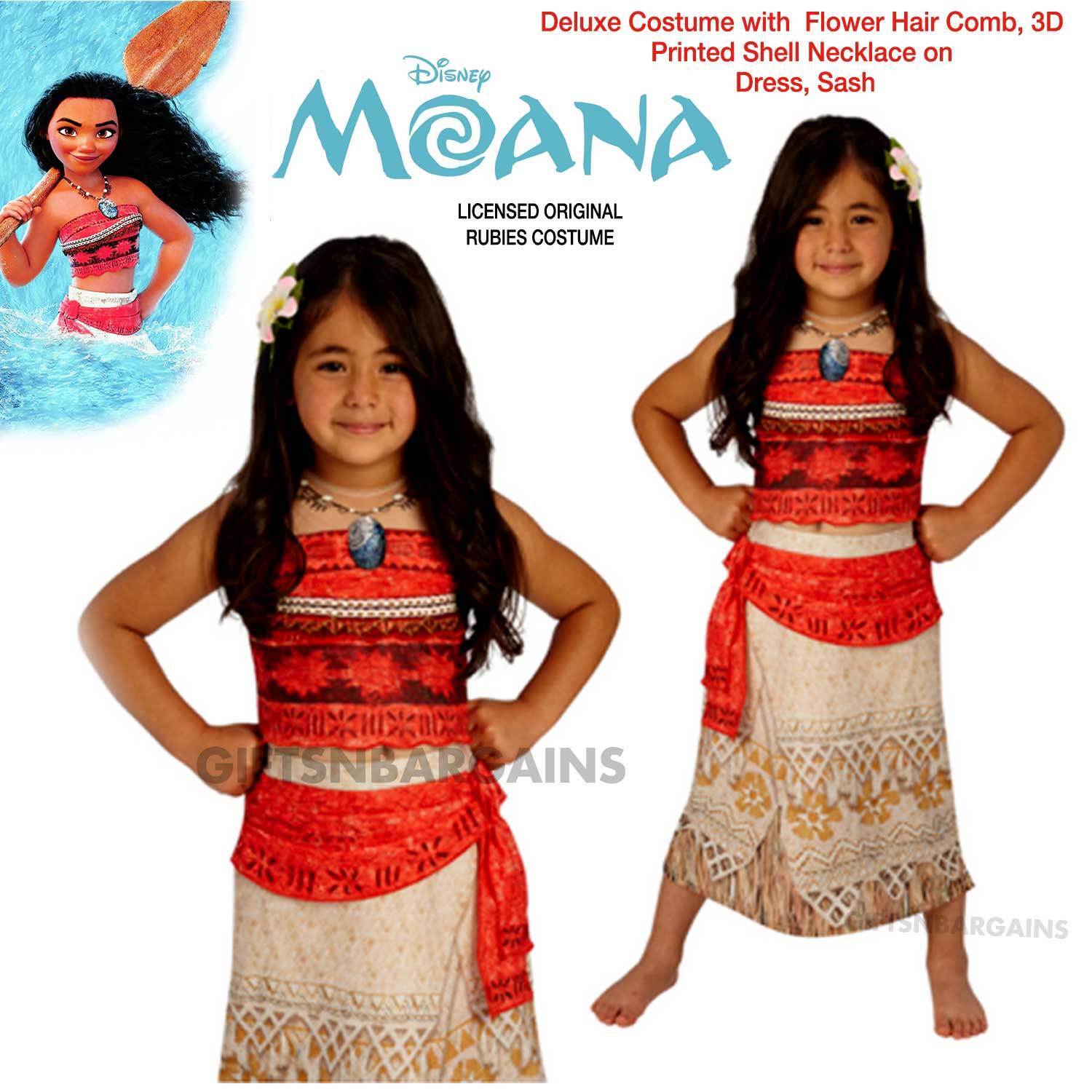  Disguise Disfraz de Moana Deluxe para mujer, Rojo