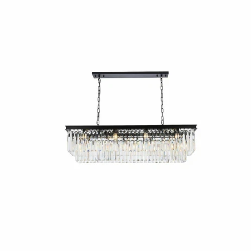 Crystal Chandelier Matte Black Dining Room Kitchen Island 12 Light Fixture 50 in - Picture 6 of 9