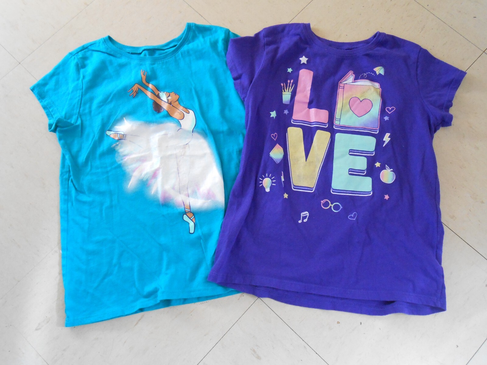 LOT OF 2 GIRLS CHILDREN'S PLACE SHORT SLEEVE PURPLE & TEAL TSHIRTS SIZE L(1012 eBay