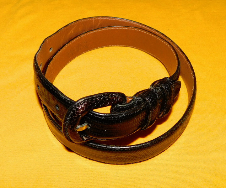 ❤️NORMA KAMALI BLACK Reptile Embossed Italian Calfskin WOMENS BELT M USA Norma Kamali | Accessories | Norma Kamali Black Reptile  main image 2