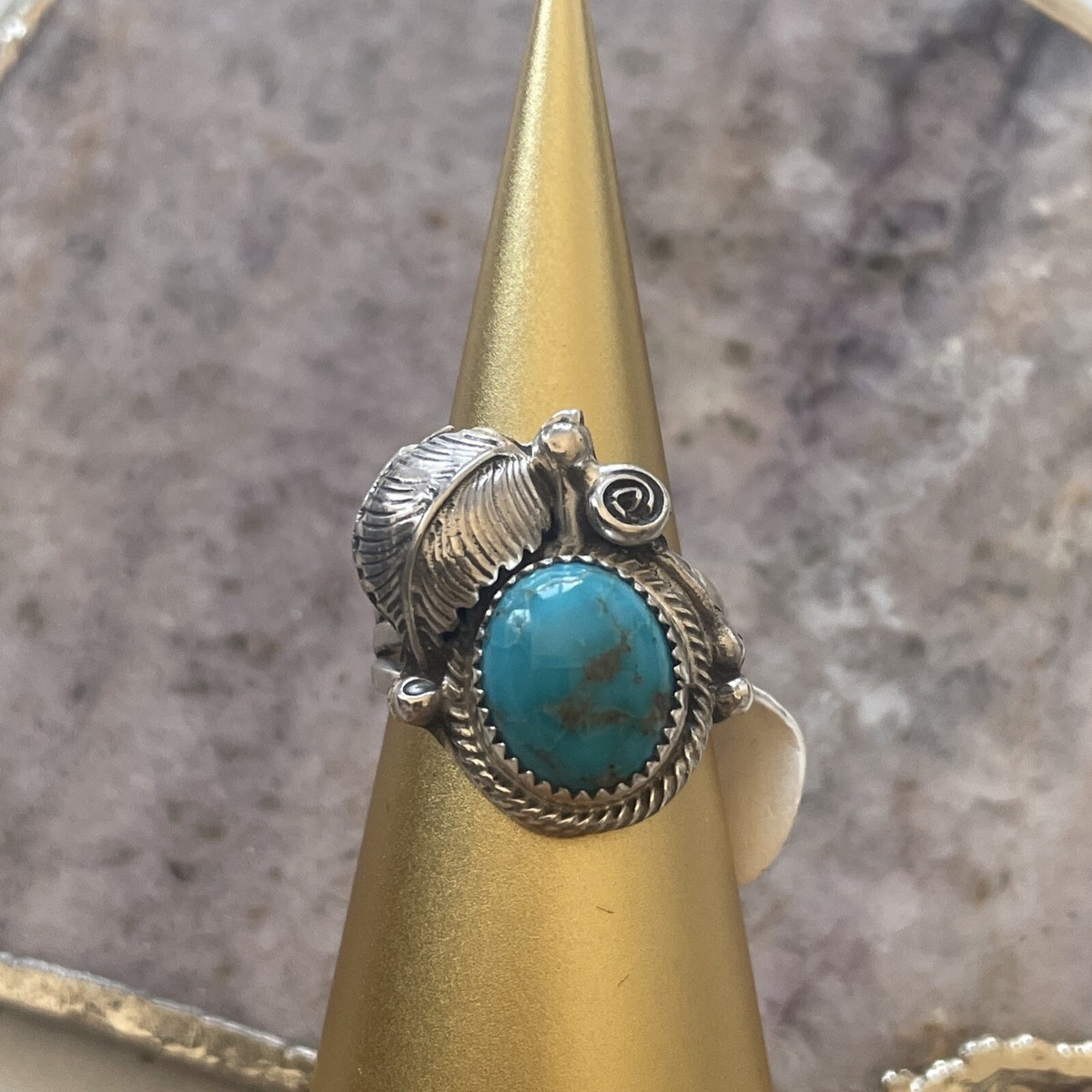 Native American Blackgoat Sterling silver turquoise ring Indian  Jewelry