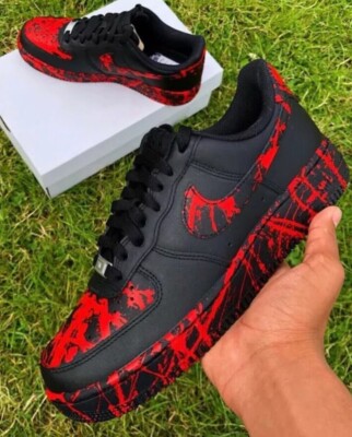 Custom Air Force Fire Flame Red Black Low/Air Force Custom Sneaker NEW IN  BOX