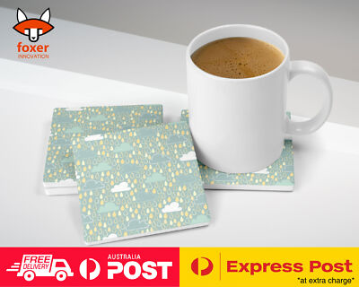 COASTER COFFEE DRINKING MAT|SKETCHY RAIN & CLOUD PATTERN