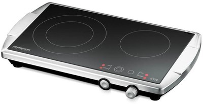 Rommelsbacher CT3400/E Glaskeramik-Doppelkochplatte, 3400 W, 2 Kochzonen, schwar