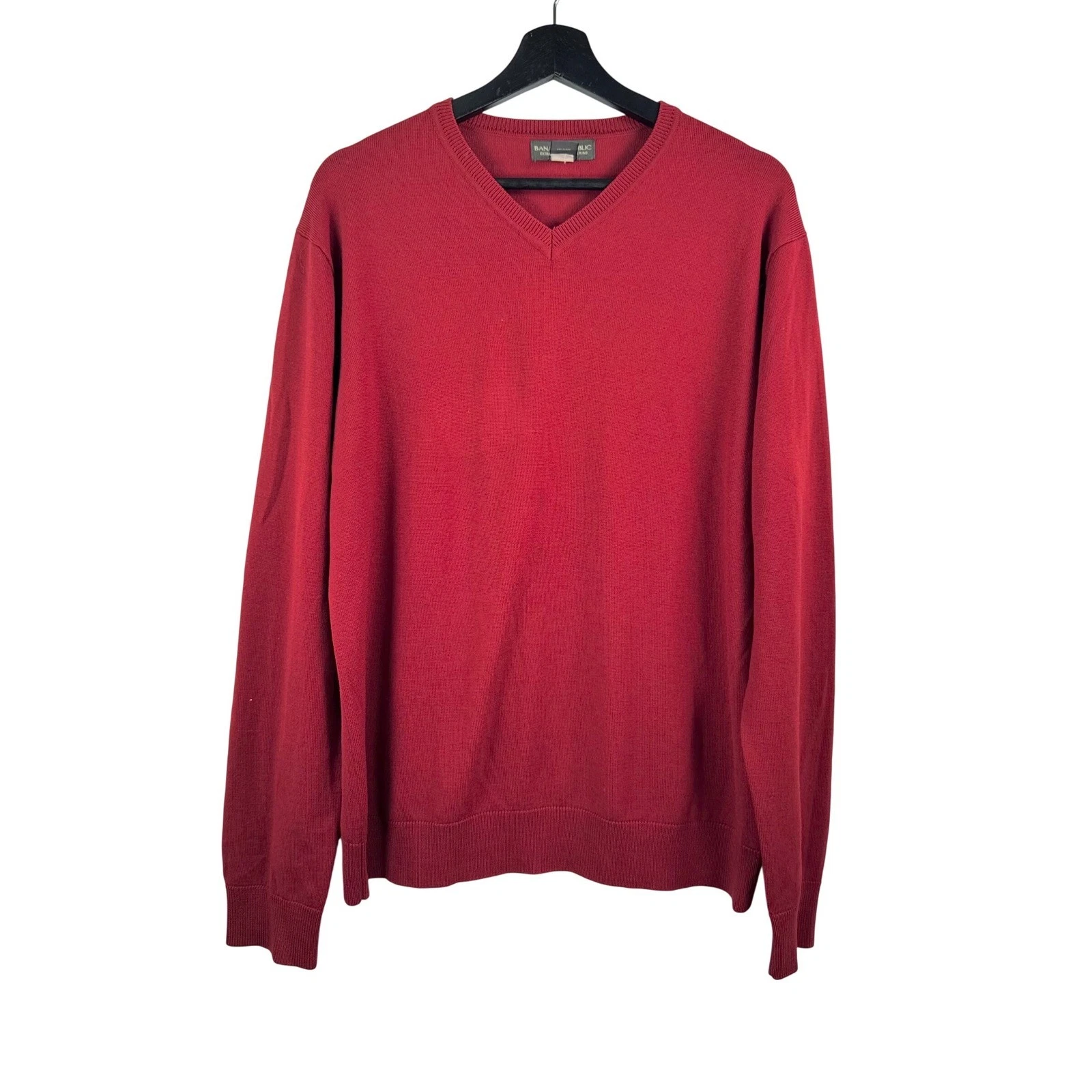 Banana Republic Extra Fine Italian Merino Wool Sweater sz L Red preppy