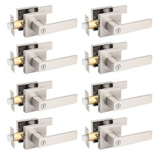 8 Pack Brushed Nickel Bed Bath Door Lever, Square Privacy Lever Door Handles,...