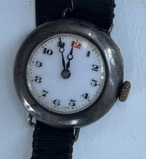 Vintage Silver Trench Style Watch - Enamel Dial - 1922.