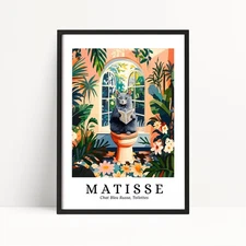 Russian Blue Cat on Toilet Print – Henri Matisse Style