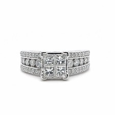 Center Quartet 14KT White Gold Diamond Engagement Ring