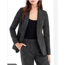 J.Crew Parke Houndstooth Wool Blazer Black Slate Grey J4861 Womens Size 2
