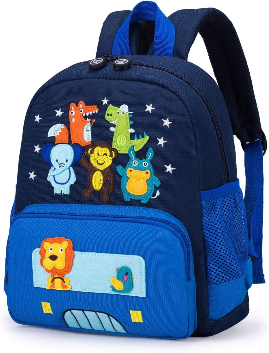 Blue 3D Zoo Kids Backpack - Waterproof Preschool Bag for Tod