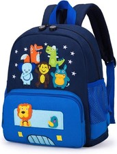 Blue 3D Zoo Kids Backpack - Waterproof Preschool Bag for Toddlers