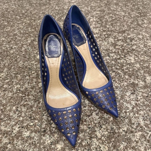 Escarpins Christian Dior talon cuir bleu EU37/US7 51506c