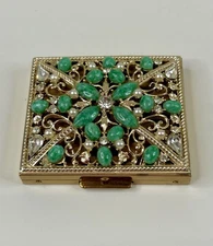 Vintage Sam Fink S.F. Co. 5th Ave Powder Makeup Compact Jewels, Art Deco