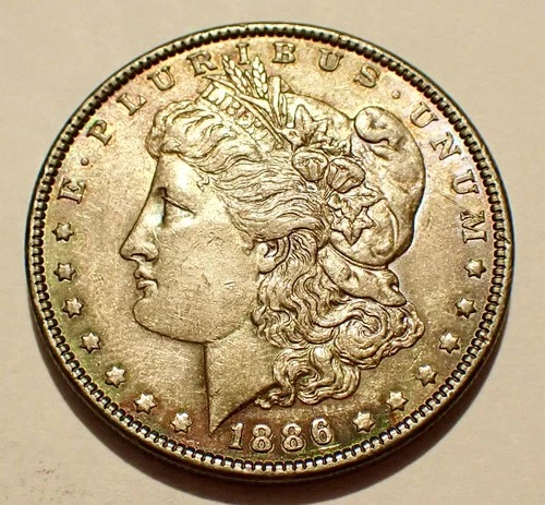 1886 (P) Morgan Silver Dollar, Nice Old Album Toning, Lustrous Slider AU+
