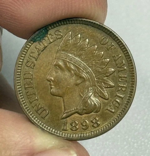 1898 Indian Head Cent Almost Uncirculated Details Environmental Damage