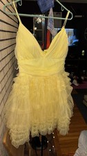 Windsor Large Fluffy Yellow Midi Dress
