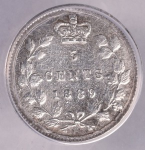 1889 Canada Silver 5 Cents - ANACS EF40 Details 