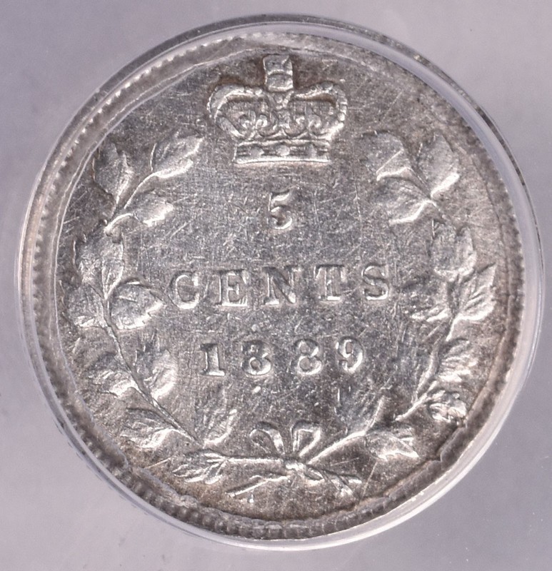 1889 Canada Silver 5 Cents - ANACS EF40 Details 