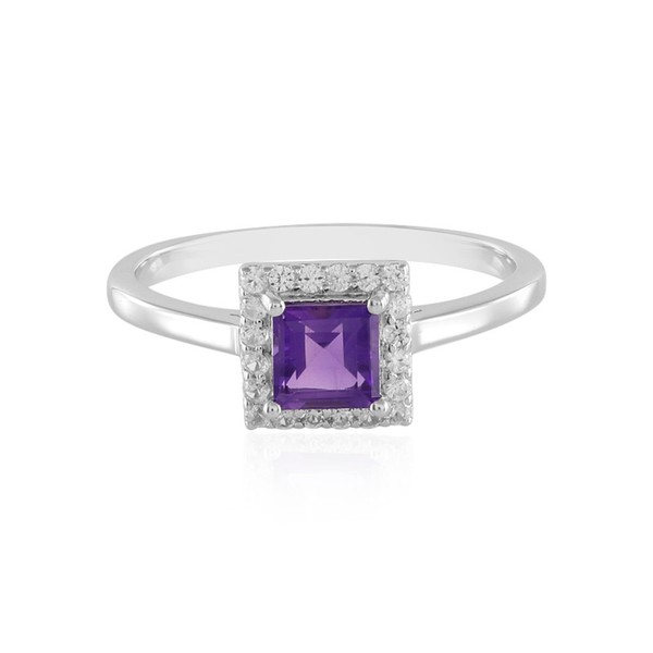 Cavill Damen Ring Sterlingsilber 0,58Ct Amethyst 0,38Ct Zirkon Platin--image