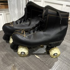 Black Indoor Quad Roller Skates w/ Light-Up LED Wheels Blue/White Bag size 42