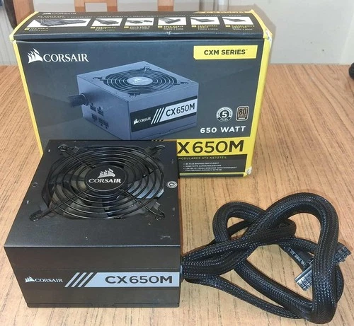 Corsair 650W CX650 PSU Semi Modular 80+ Bronze Thermally Controlled Fan USED!