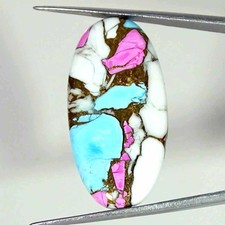25.90Cts Cotton Candy Pink Copper Turquoise Oval Cabochon Loose Gemstone