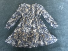 Janie and Jack Long Sleeve Paisley Ruffle Airy Dress Size 5 Blue Yellow Easter