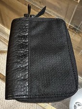 PISTIL Wallet Organizer Double Zip Around Black Camo Leather Accordion