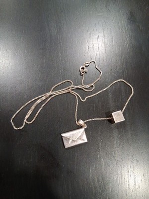 18 Zoll Sterlingsilber Box Kette Halskette mit Öffnung Umschlag und Würfel Charms