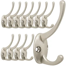 12 Pack Silver Coat Hooks Wall Mounted with 24 Screws Retro Double Hooks Uti...