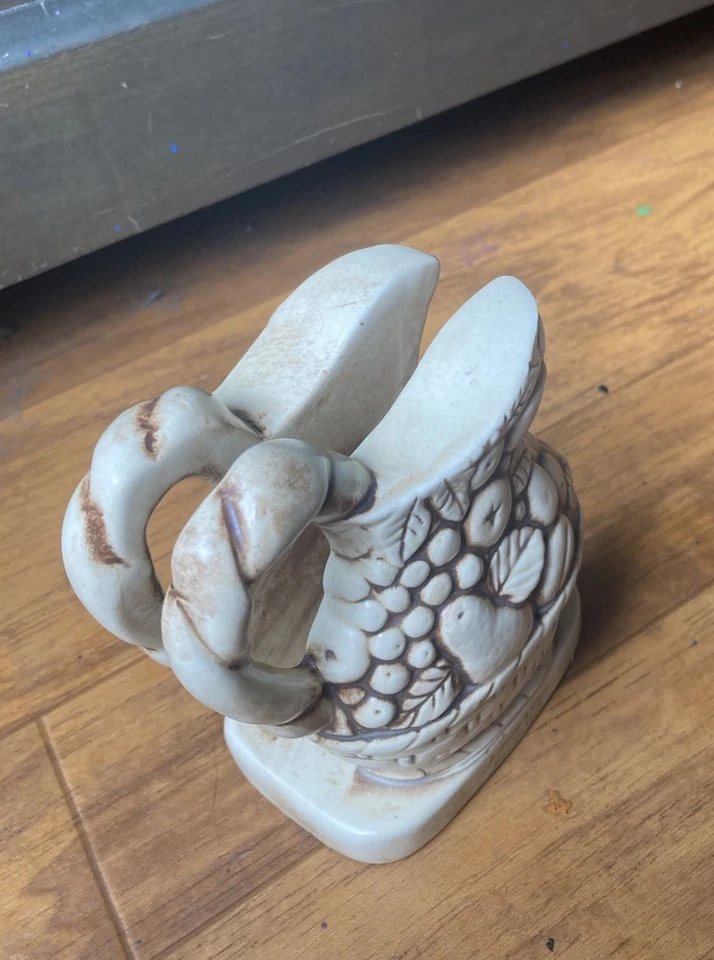 Toallero de papel de porcelana vintage Japón con esquema de color crema y marrón Foto 4 de 4