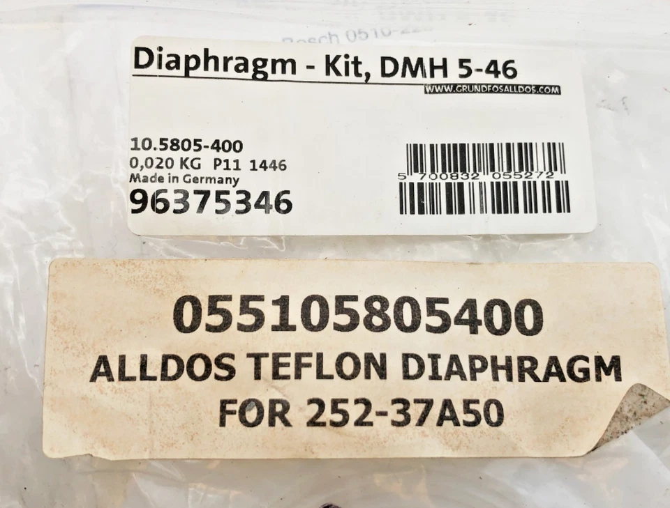 New Grundfos 96375346 Teflon Diaphragm Kit for 252-37A50 DMH 5-46 - No Box - Image 4 of 4