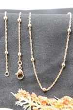 Rose Gold Beaded Chain Necklace with Twist Link – 19.7 Inch Length, XPNL0005