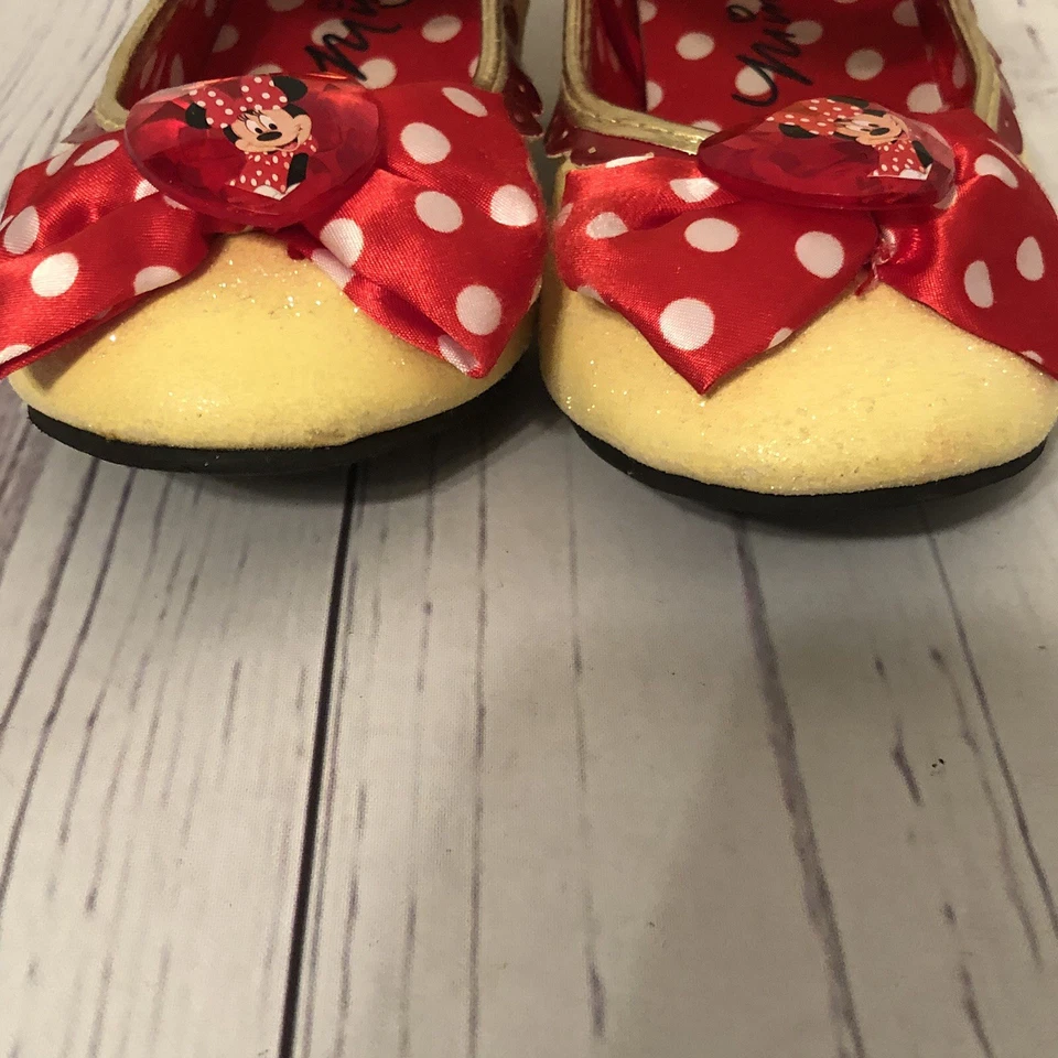Disney Store Kids Girl Minnie Mouse Yellow Sparkle Heels Bow Shoes Dress Up Sz 1 - Image 3 of 4