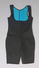 Wet Suit Workout Outfit Womens Size Small Black And Blue Sleeveless Body Fitting