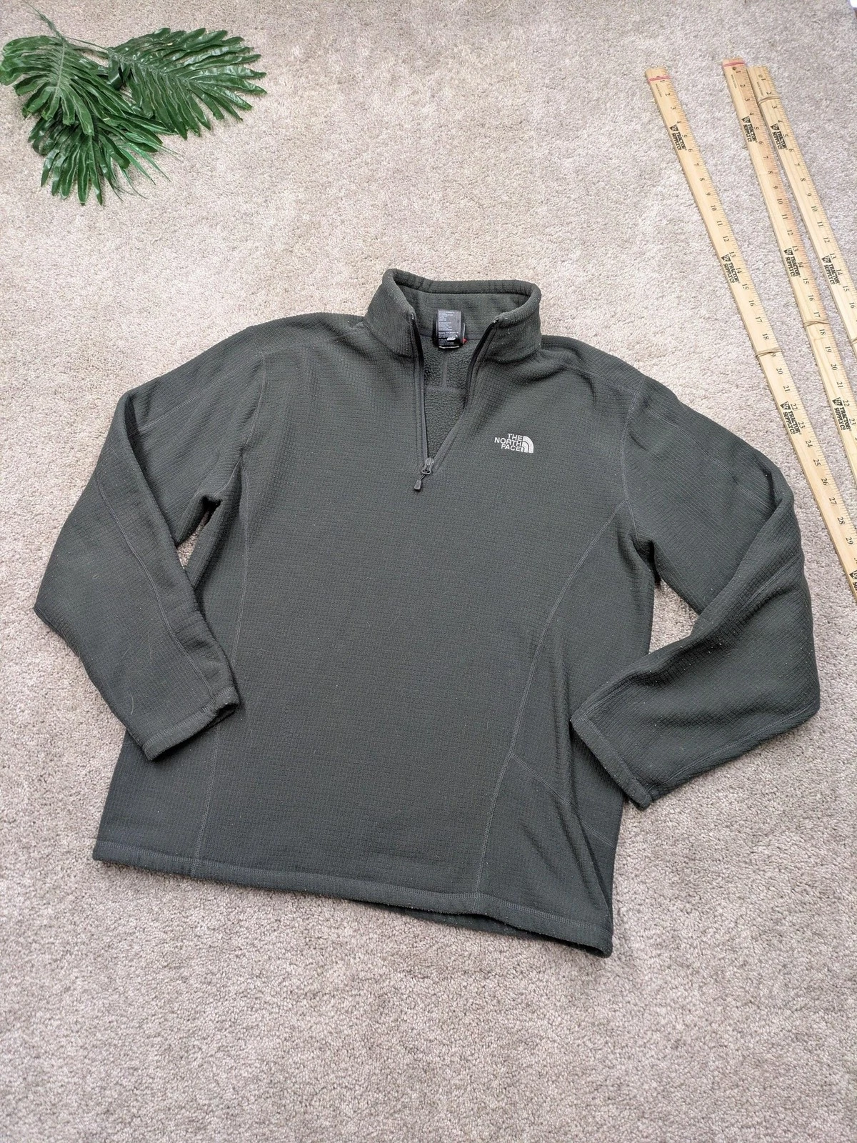 The North Face Fleece Pullover Mens Large Green 1/4 Zip Long Sleeve Hiking Shirt