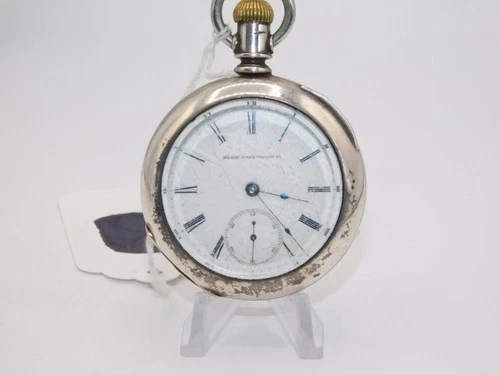 ANTIQUE POCKET WATCH~ELGIN~FANCY LEADER COIN SILVER CASE~NOT RUNNING~2 3/8"~