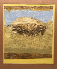 Mid Century Modernist LOIS SWIRNOFF 1958 Mixed Media Art Collage Leaf Painting