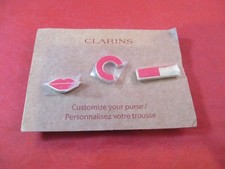 Clarins "Customize Your Purse" Promo Pins Lips Lipstick C Logo 3 Pinback Set
